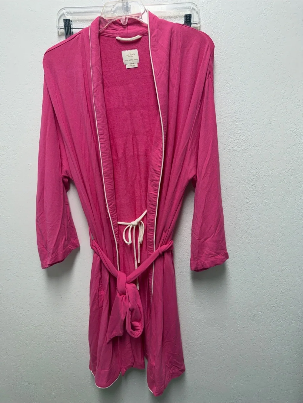 kate spade Fuchsia Open-Front Robe with White Piping